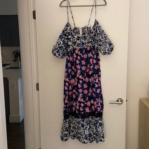 Lost Ink by ASOS cold shoulder volume sleeve dress